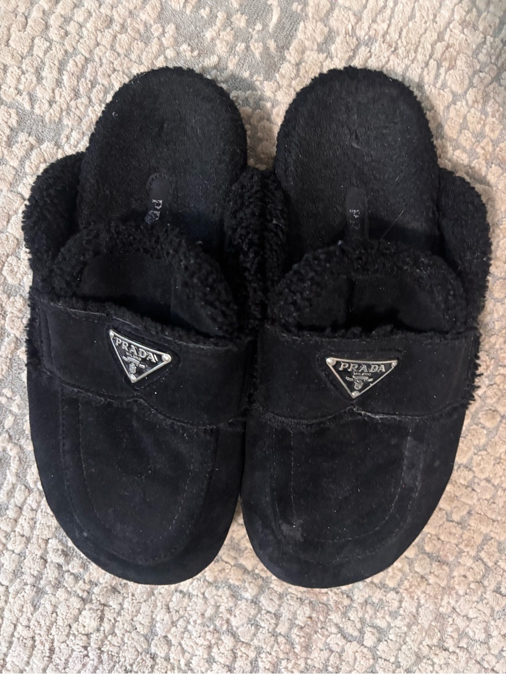 Prada women Suede Shearling Slip-Ons size 39 authentic